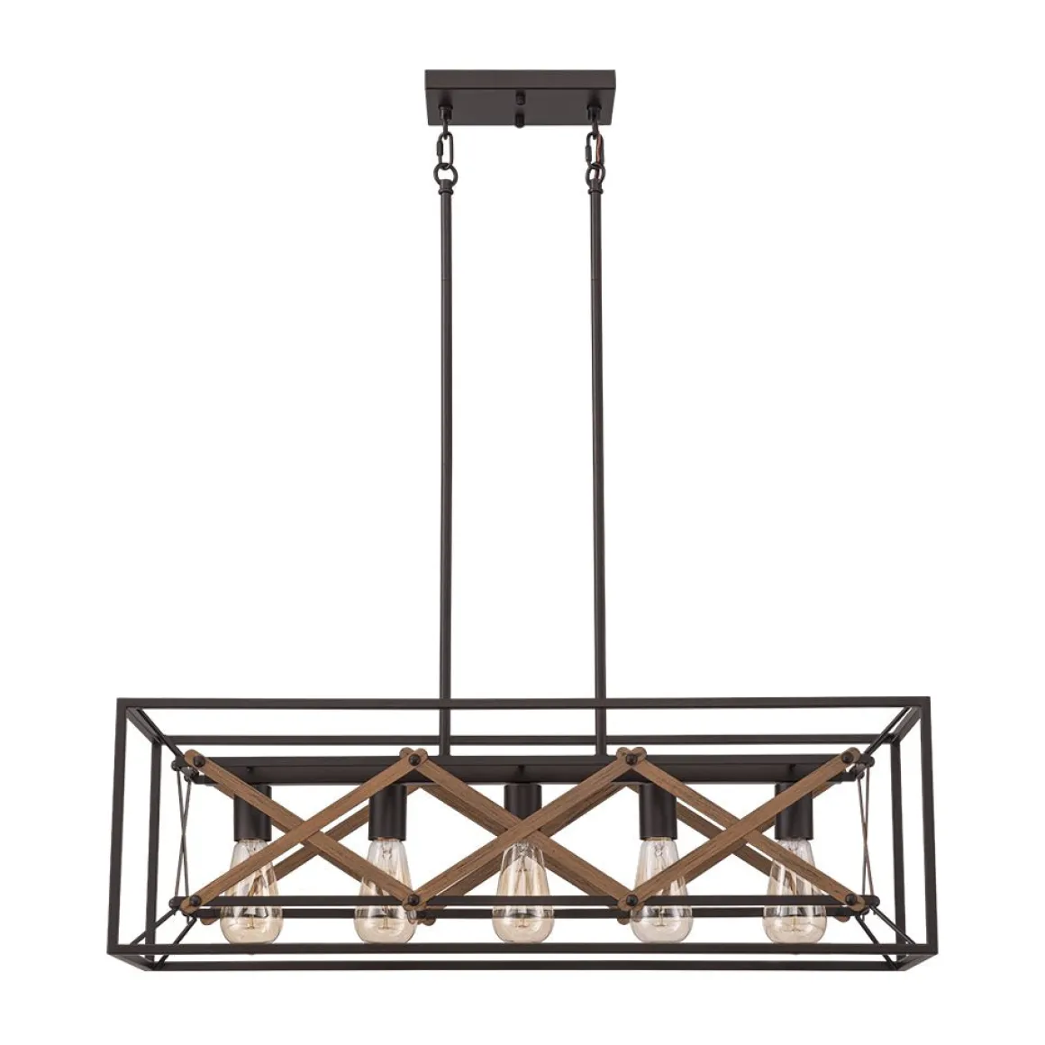 Modern Industrial Cross Linear Island Chandelier
