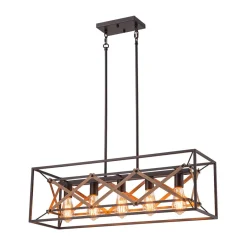 Modern Industrial Cross Linear Island Chandelier