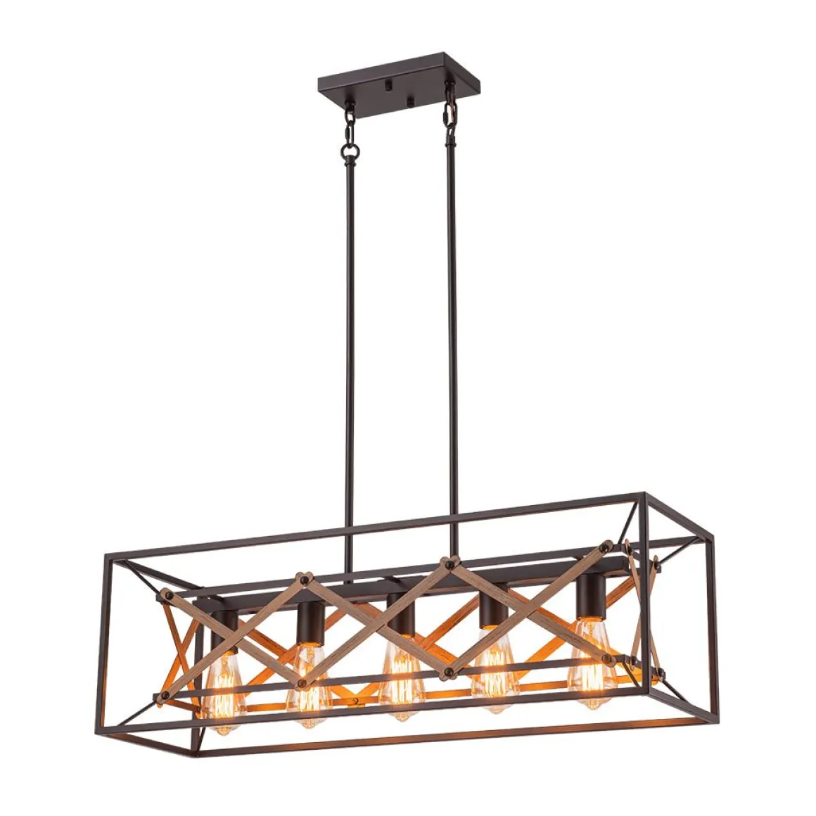 Modern Industrial Cross Linear Island Chandelier