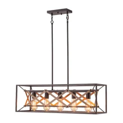 Modern Industrial Cross Linear Island Chandelier