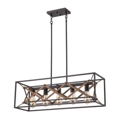 Modern Industrial Cross Linear Island Chandelier