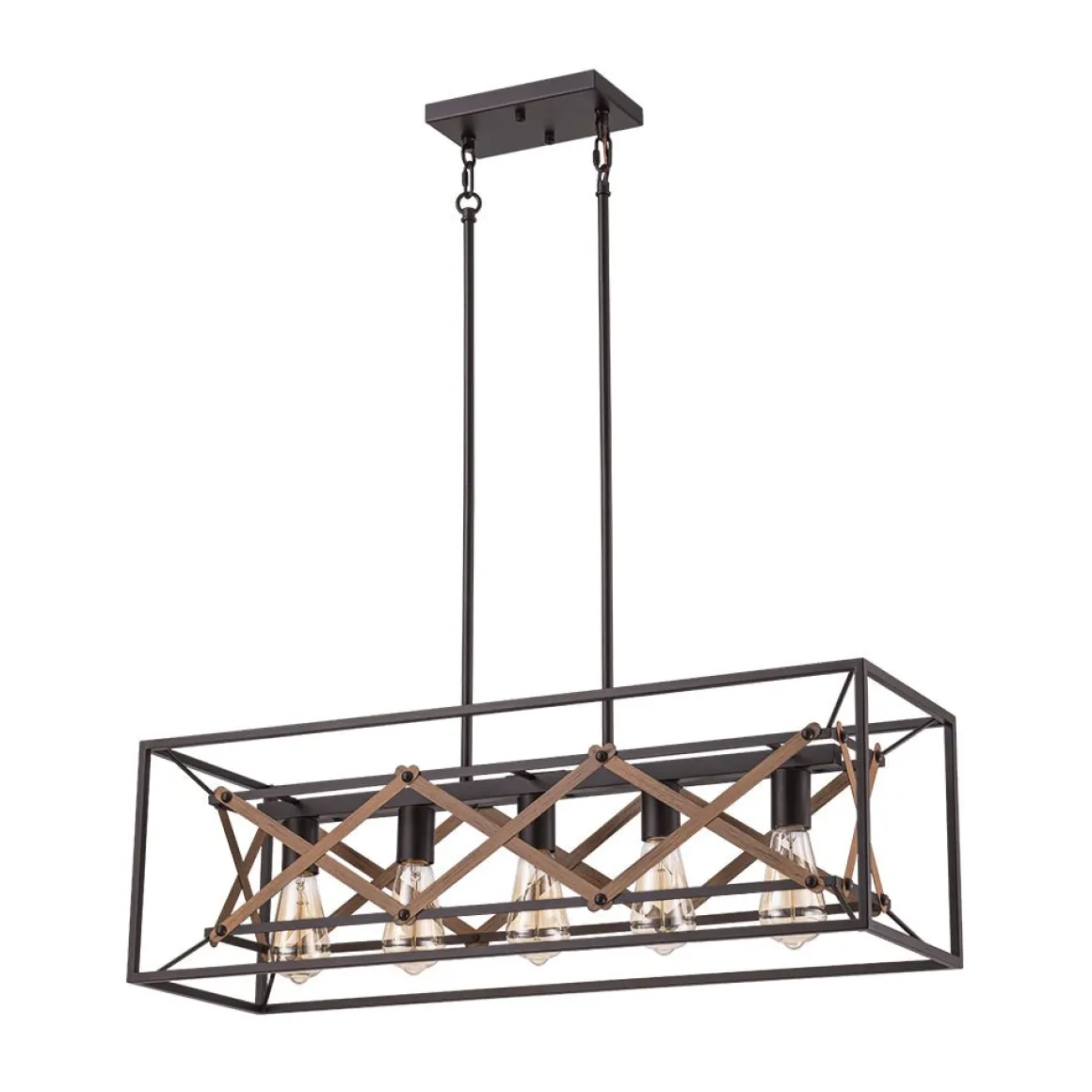 Modern Industrial Cross Linear Island Chandelier