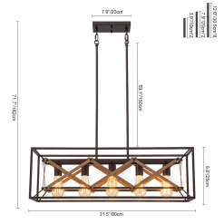 Modern Industrial Cross Linear Island Chandelier