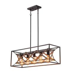 Modern Industrial Cross Linear Island Chandelier