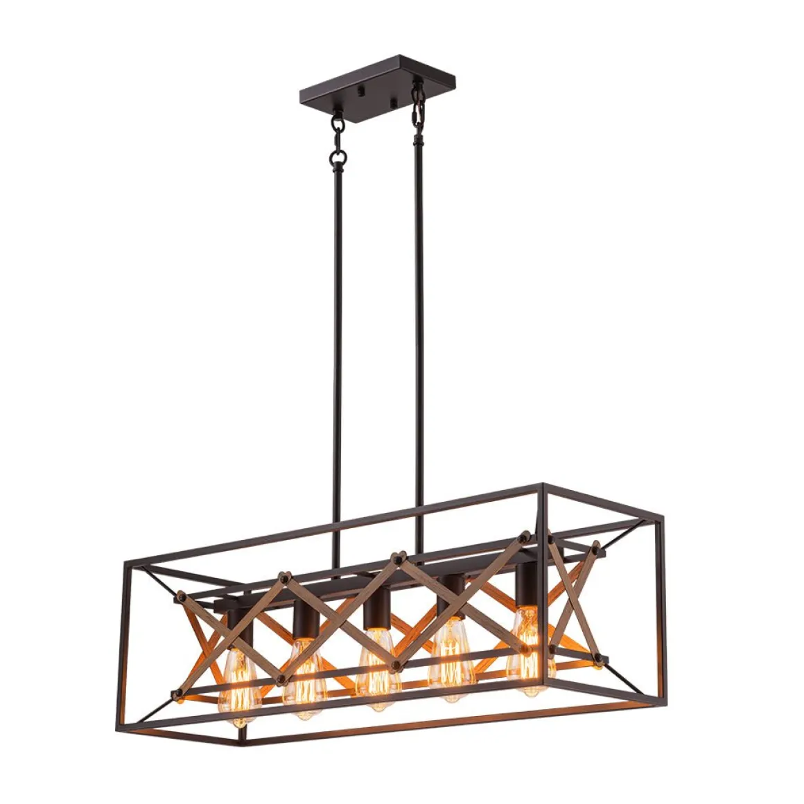 Modern Industrial Cross Linear Island Chandelier