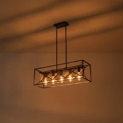 Modern Industrial Cross Linear Island Chandelier