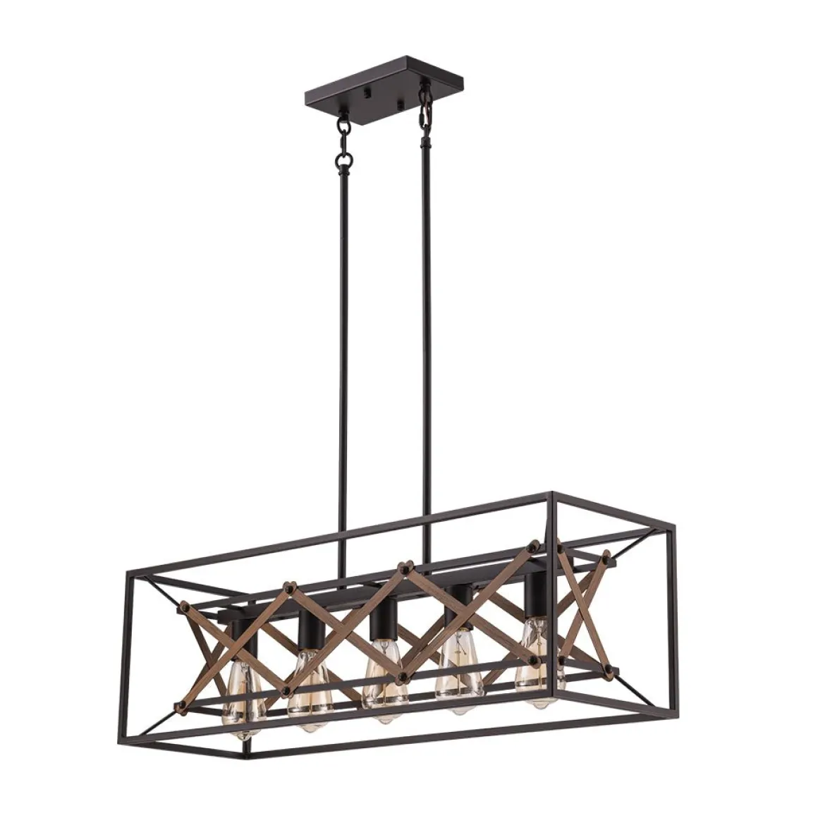 Modern Industrial Cross Linear Island Chandelier
