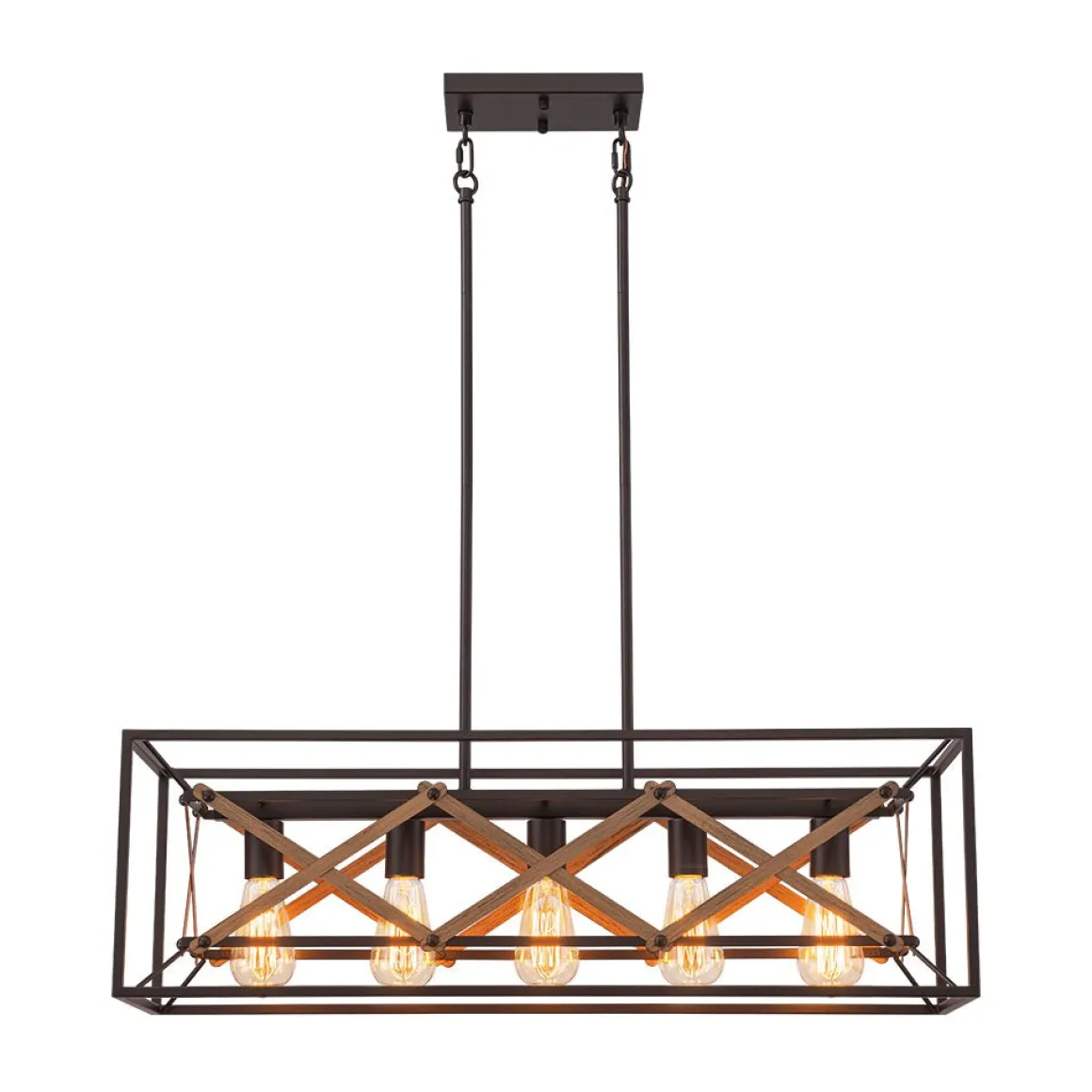 Modern Industrial Cross Linear Island Chandelier
