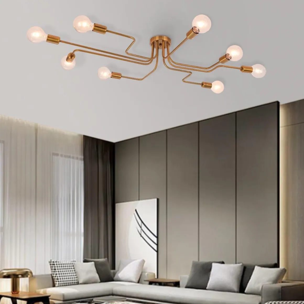Modern Industrial Semi Flush Sputnik Light