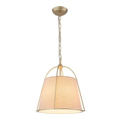 Modern Ivory Linen Conical Drum Cage Pendant Light