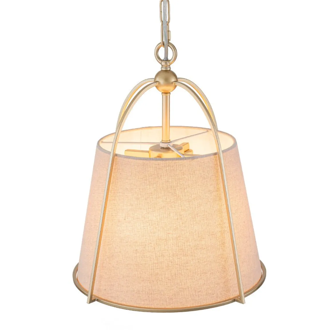 Modern Ivory Linen Conical Drum Cage Pendant Light