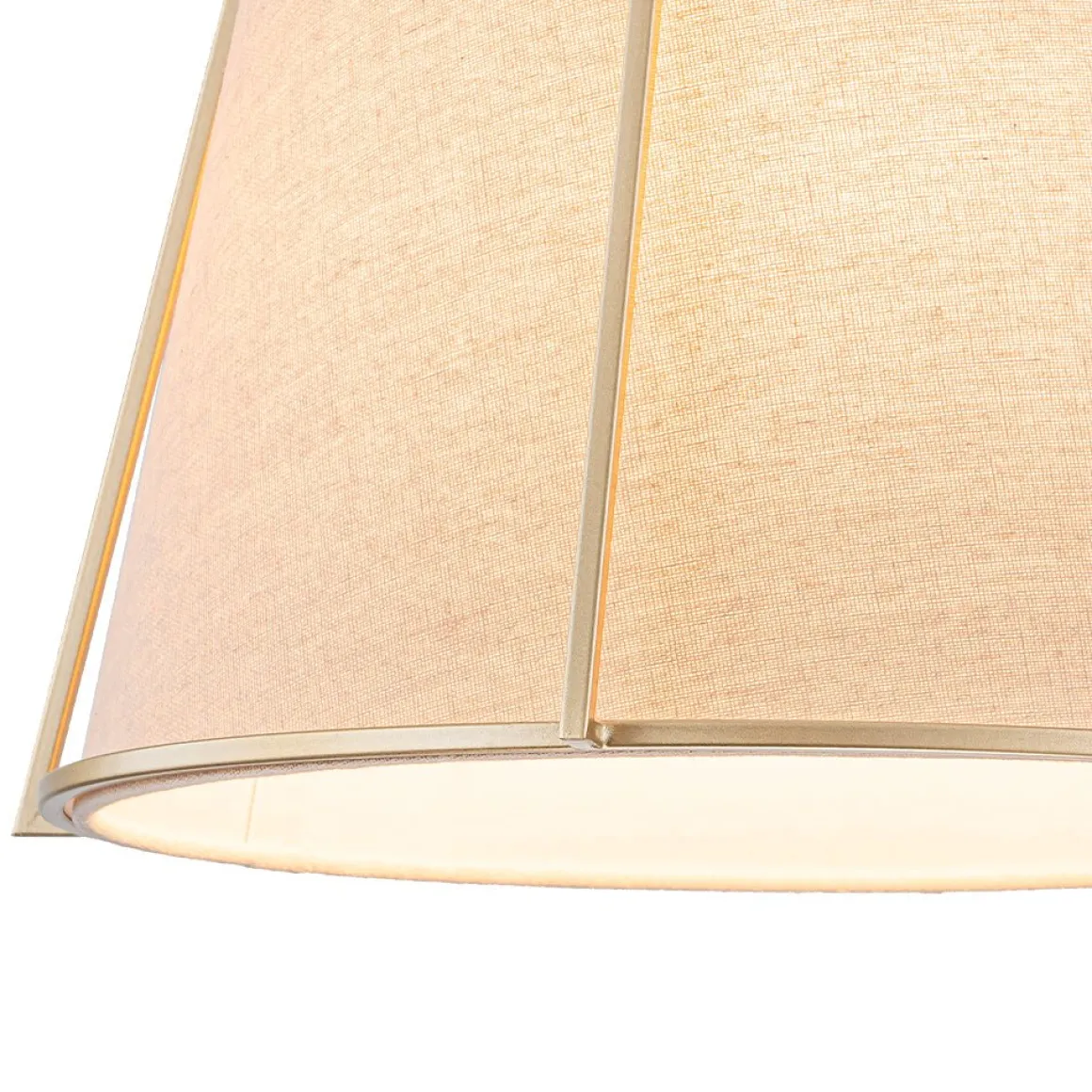 Modern Ivory Linen Conical Drum Cage Pendant Light