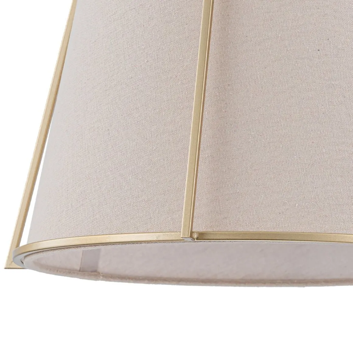 Modern Ivory Linen Conical Drum Cage Pendant Light