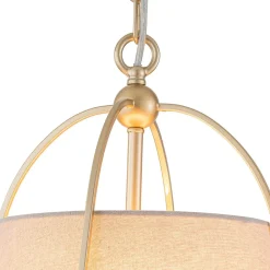 Modern Ivory Linen Conical Drum Cage Pendant Light