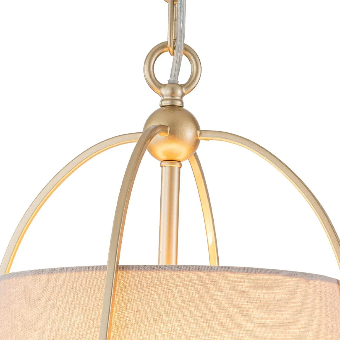 Modern Ivory Linen Conical Drum Cage Pendant Light