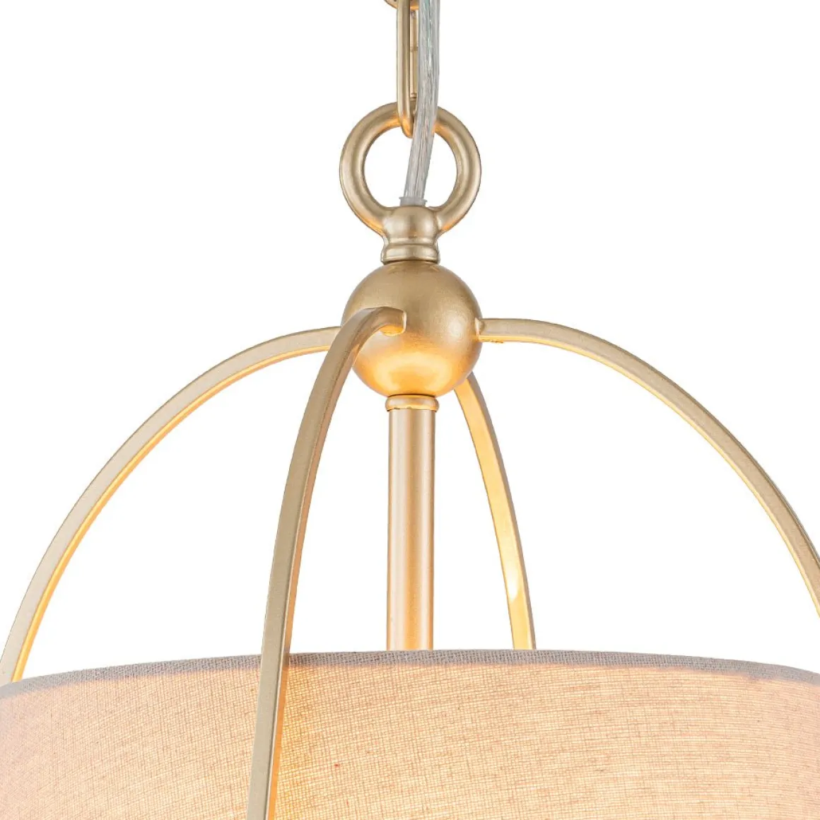 Modern Ivory Linen Conical Drum Cage Pendant Light