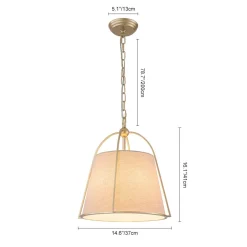Modern Ivory Linen Conical Drum Cage Pendant Light