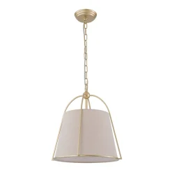 Modern Ivory Linen Conical Drum Cage Pendant Light