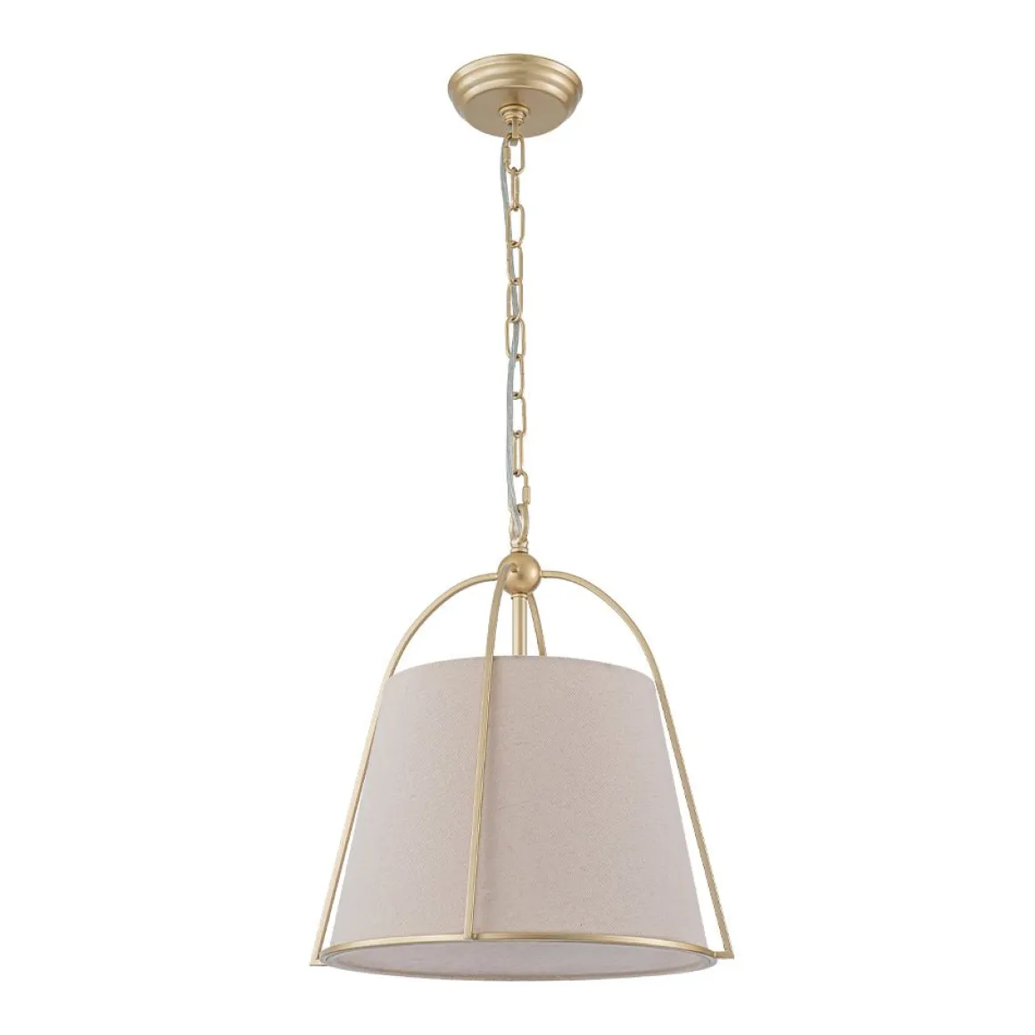 Modern Ivory Linen Conical Drum Cage Pendant Light