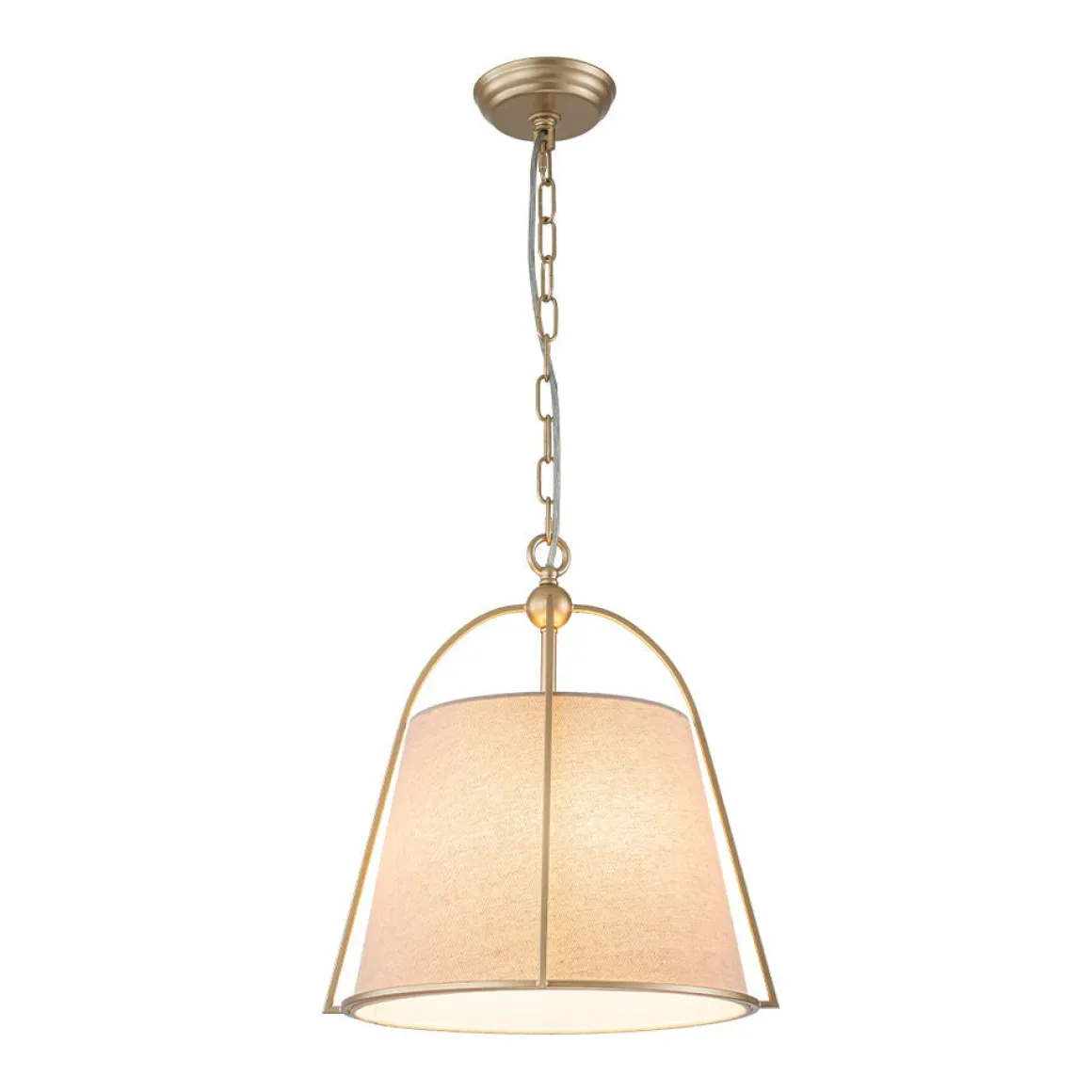 Modern Ivory Linen Conical Drum Cage Pendant Light