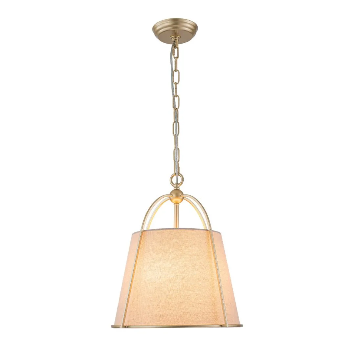 Modern Ivory Linen Conical Drum Cage Pendant Light