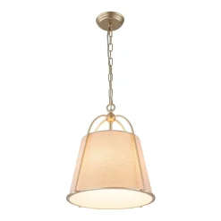 Modern Ivory Linen Conical Drum Cage Pendant Light