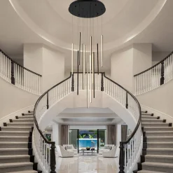 Modern 12-Light Black Cluster Tube LED Pendant Light