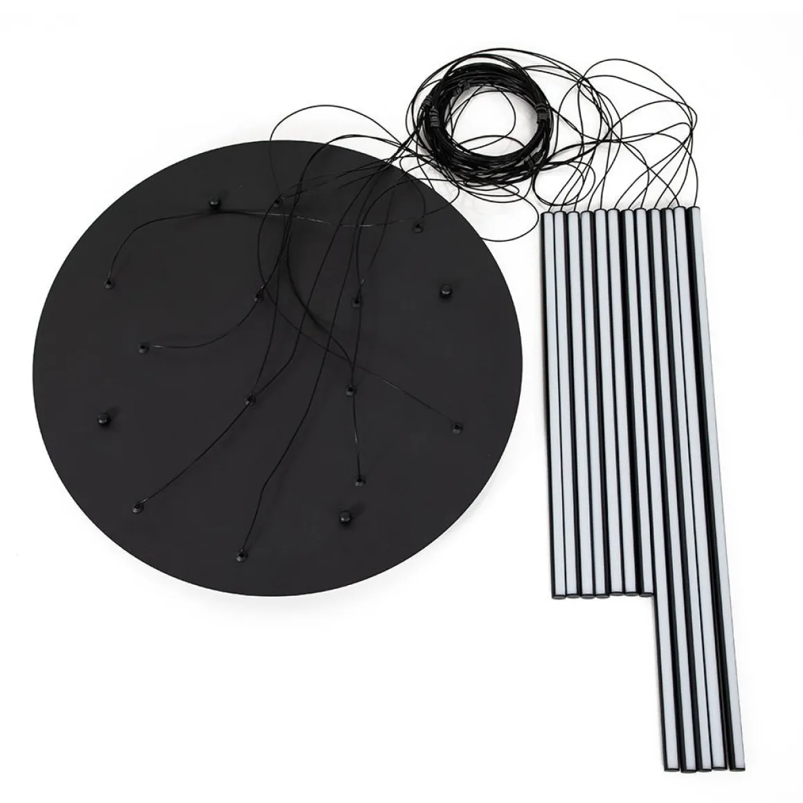 Modern 12-Light Black Cluster Tube LED Pendant Light