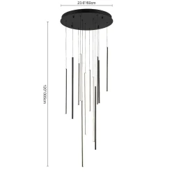Modern 12-Light Black Cluster Tube LED Pendant Light
