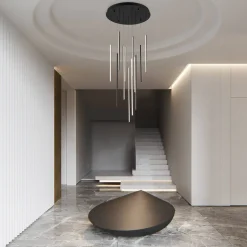 Modern 12-Light Black Cluster Tube LED Pendant Light