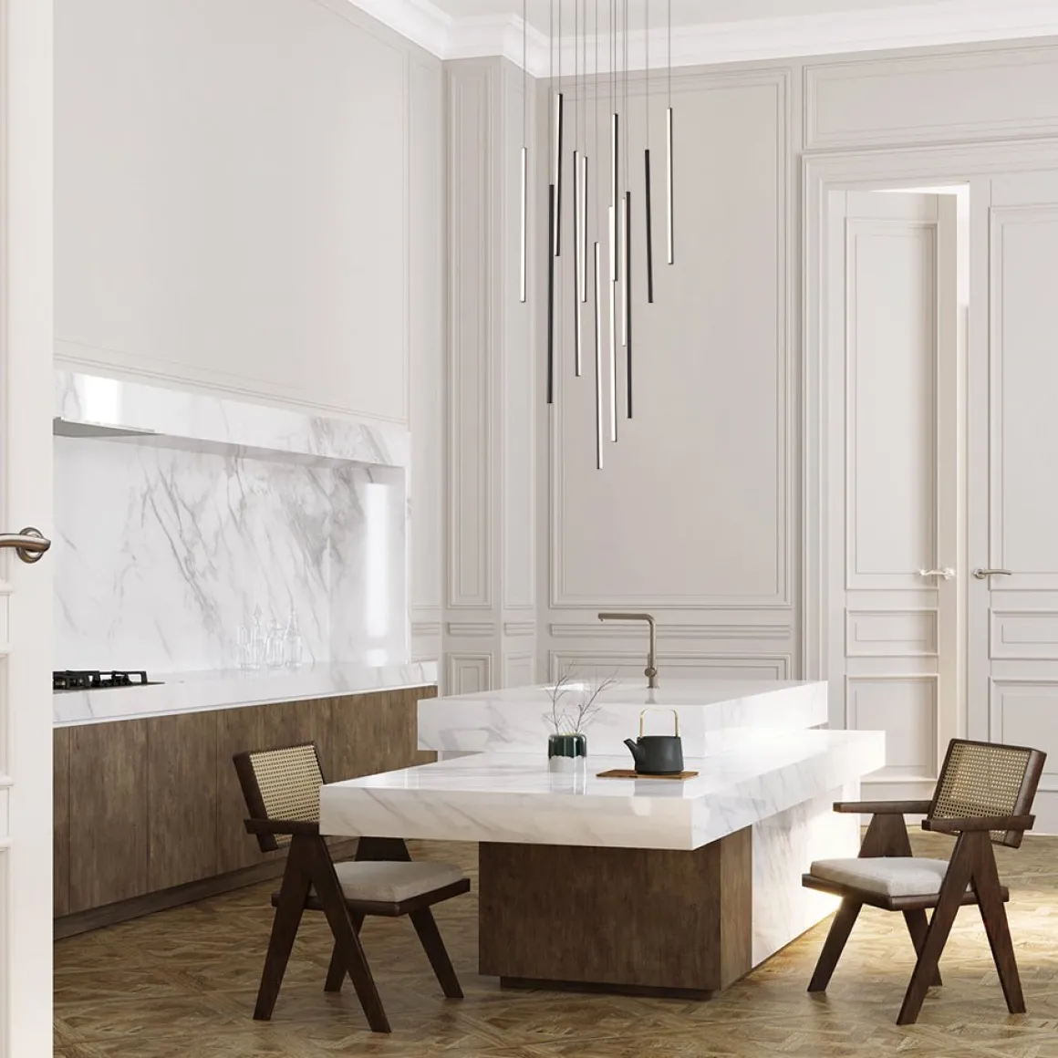 Modern 12-Light Black Cluster Tube LED Pendant Light