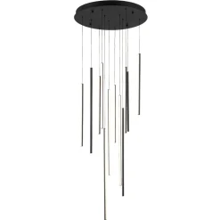 Modern 12-Light Black Cluster Tube LED Pendant Light