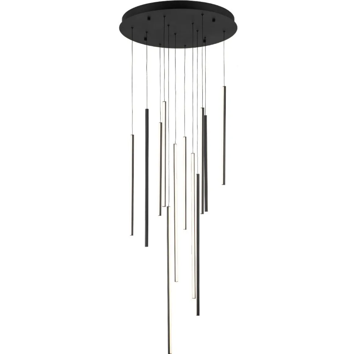 Modern 12-Light Black Cluster Tube LED Pendant Light