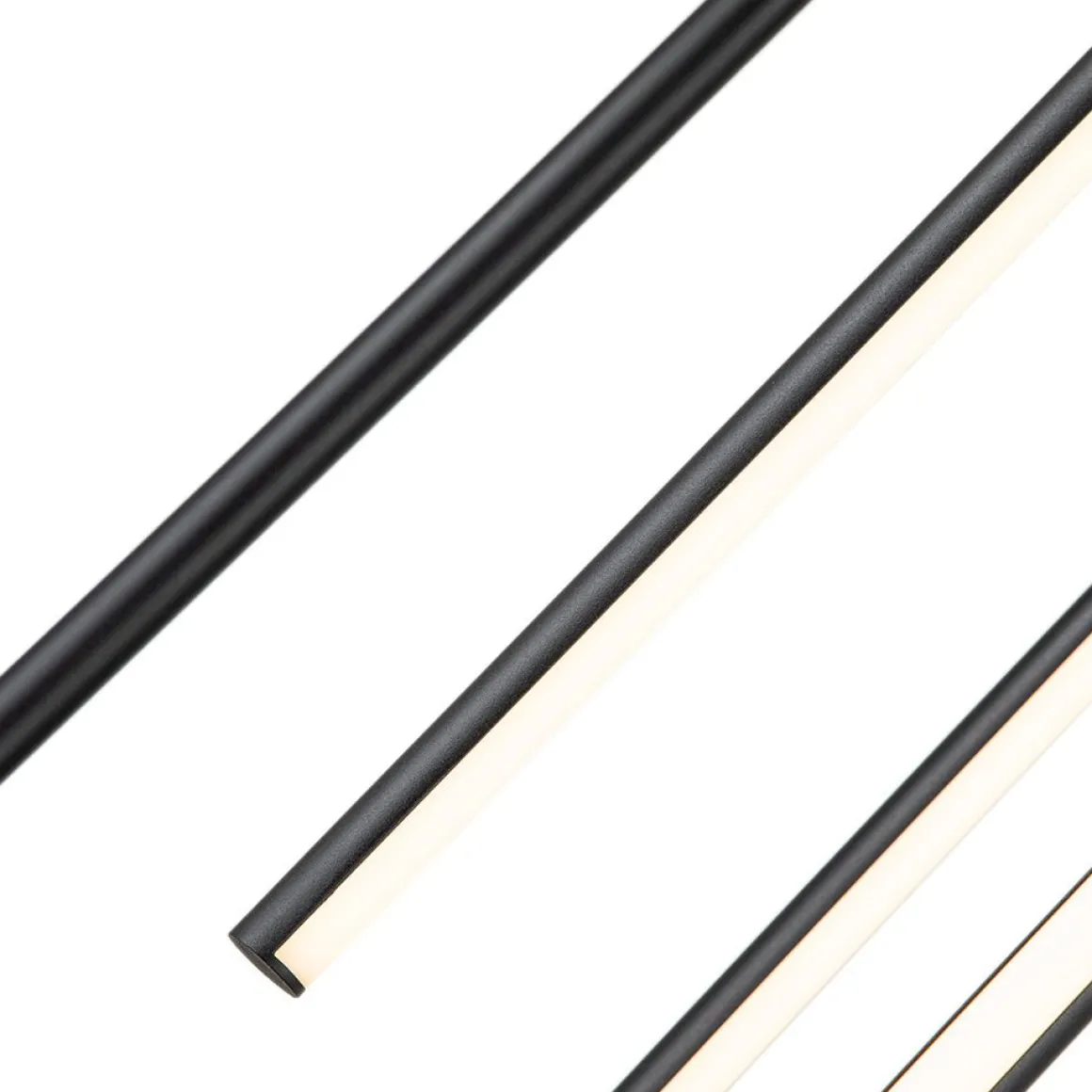 Modern 12-Light Black Cluster Tube LED Pendant Light