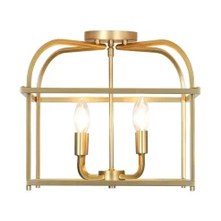 Modern 4-Light Candle Style Square Cage Semi Flush Mount