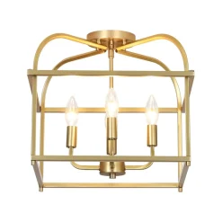 Modern 4-Light Candle Style Square Cage Semi Flush Mount