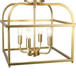 Modern 4-Light Candle Style Square Cage Semi Flush Mount