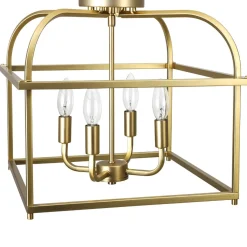 Modern 4-Light Candle Style Square Cage Semi Flush Mount