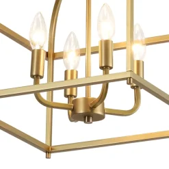 Modern 4-Light Candle Style Square Cage Semi Flush Mount