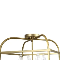 Modern 4-Light Candle Style Square Cage Semi Flush Mount