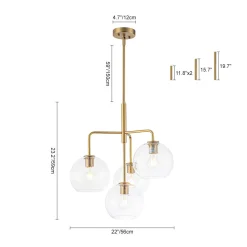 Modern 4-Light Clear Glass Bubble Hanging Sputnik Chandelier