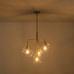 Modern 4-Light Clear Glass Bubble Hanging Sputnik Chandelier