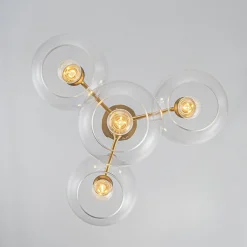 Modern 4-Light Clear Glass Bubble Hanging Sputnik Chandelier