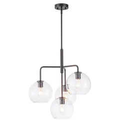 Modern 4-Light Clear Glass Bubble Hanging Sputnik Chandelier