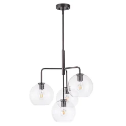 Modern 4-Light Clear Glass Bubble Hanging Sputnik Chandelier