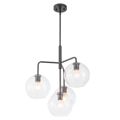 Modern 4-Light Clear Glass Bubble Hanging Sputnik Chandelier