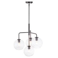 Modern 4-Light Clear Glass Bubble Hanging Sputnik Chandelier