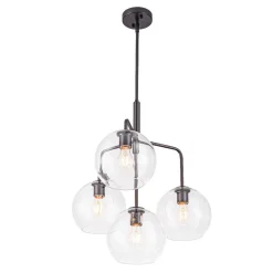 Modern 4-Light Clear Glass Bubble Hanging Sputnik Chandelier