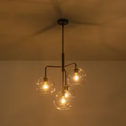 Modern 4-Light Clear Glass Bubble Hanging Sputnik Chandelier