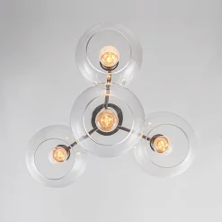 Modern 4-Light Clear Glass Bubble Hanging Sputnik Chandelier
